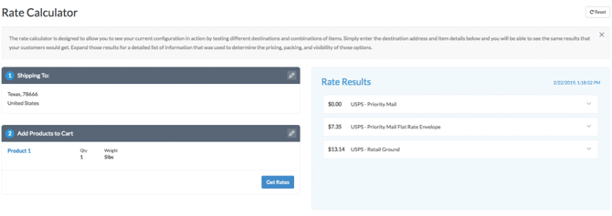 Screenshot of Rate Calculator