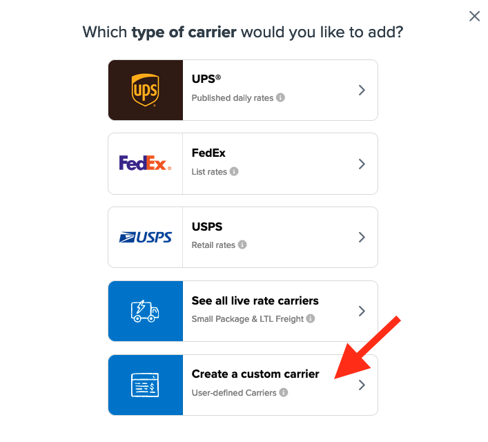 Create a custom carrier