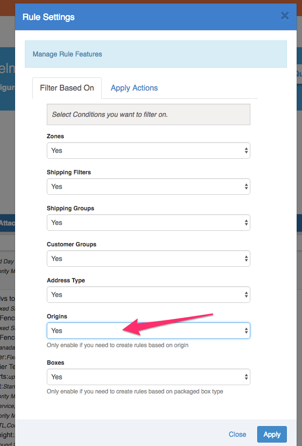 Enable Origin-based Carrier Rules
