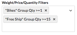 Available Weight Price Quantity Filters