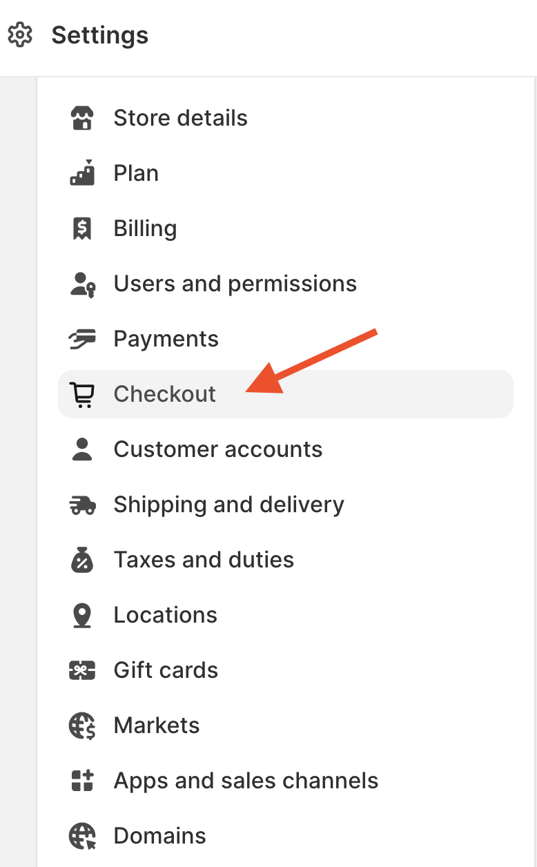 Location of Checkout option in the left menu