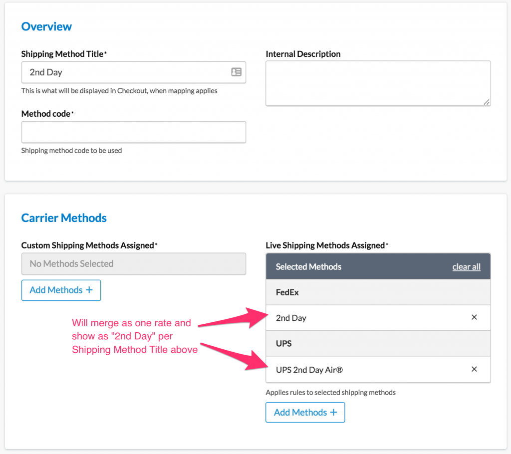 Sample showing how to create a method merging rule with different carriers.
