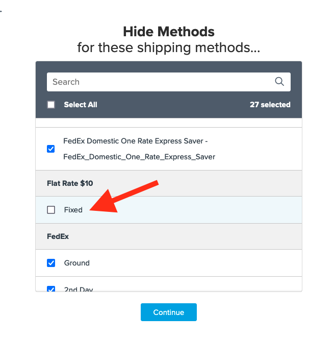 Select shipping methods to which the rule will apply.