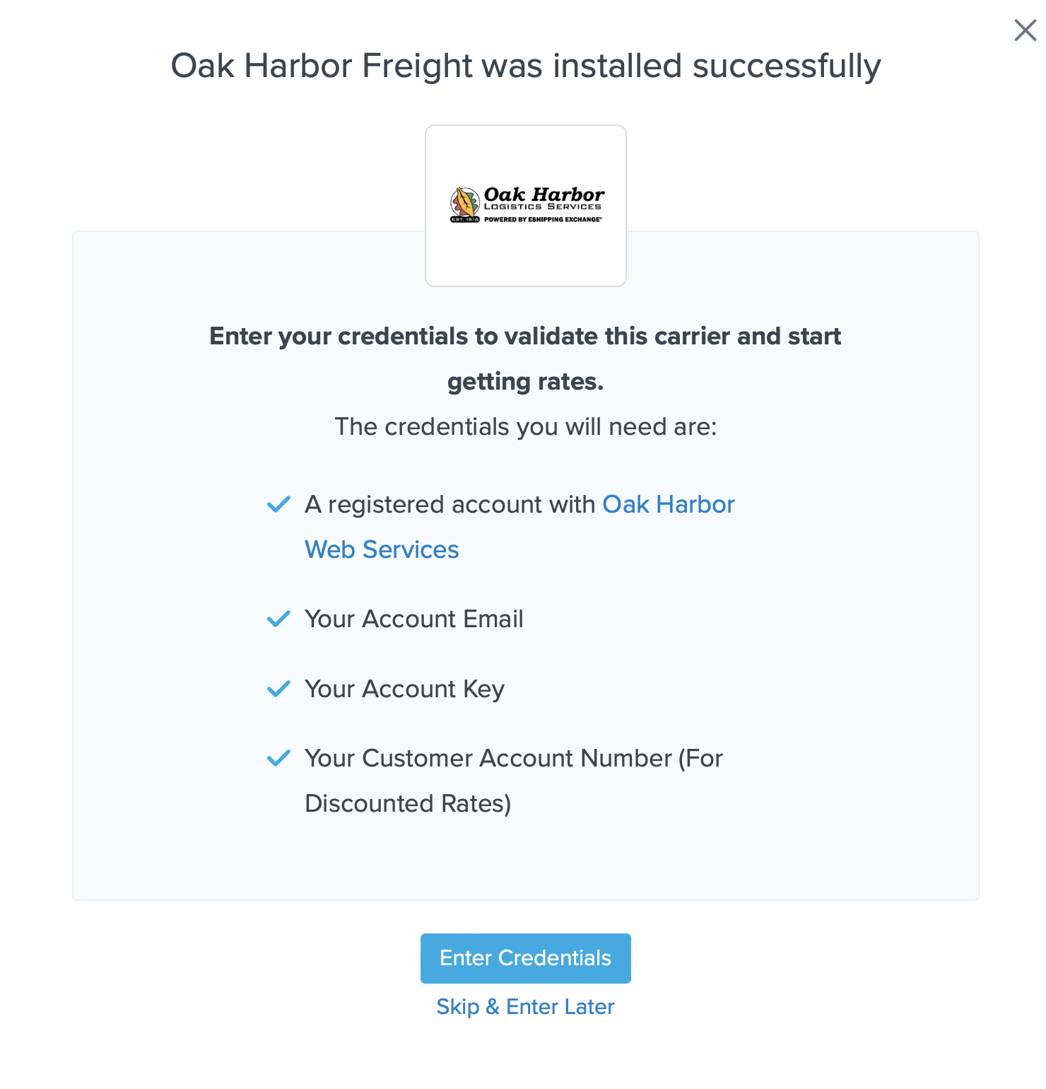 Oak Harbor Freight Successfully Added