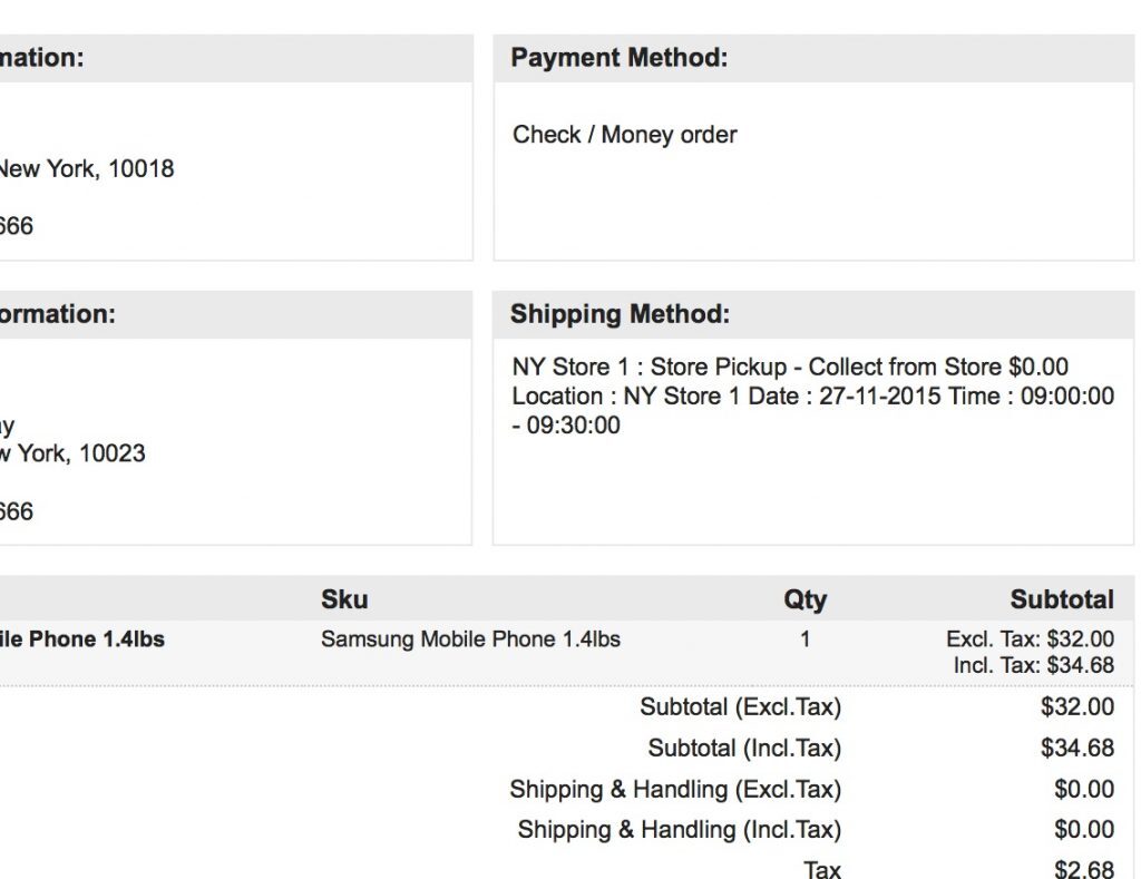 Order Email Information