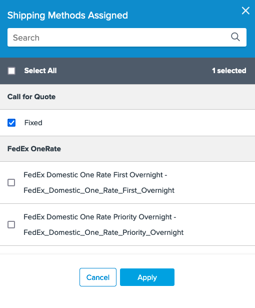 Fixed rate method used for shipping group restriction