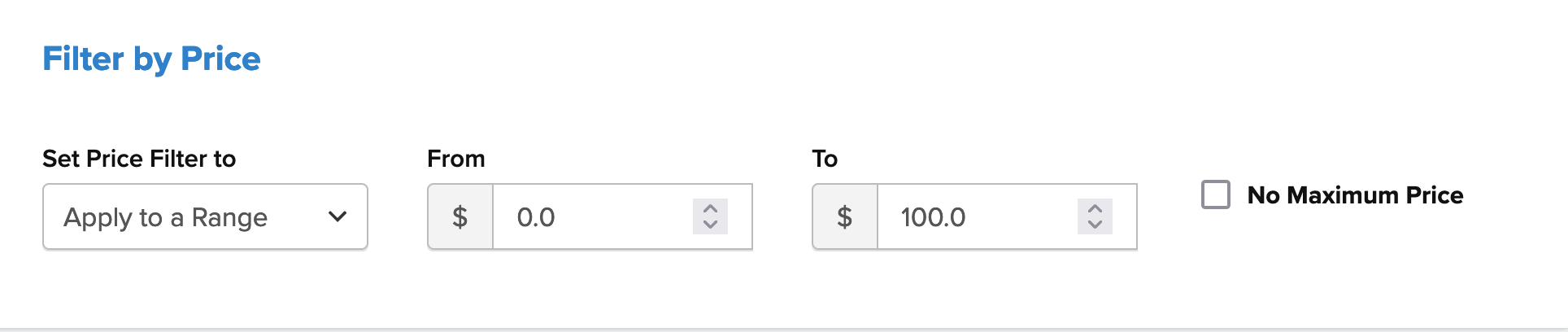 Example showing how to configure price based filter.