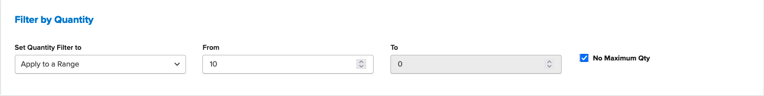 Example showing how to configure a filter by quantity.