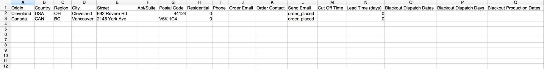 CSV Import Example