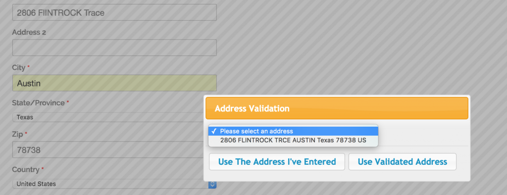 Validating address