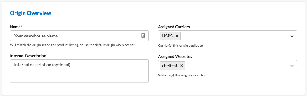 Primary origin settings
