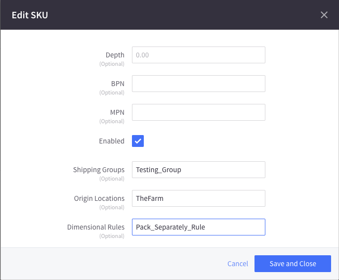Location to assign variant products.