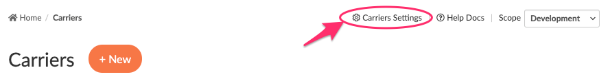 Link to advanced carrier settings