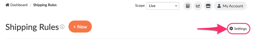 Settings option to enable advanced settings for shipping rules.