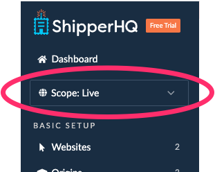 Location to view Scope on the ShipperHQ dashboard.