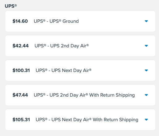 ShipperHQ Shipping rates display