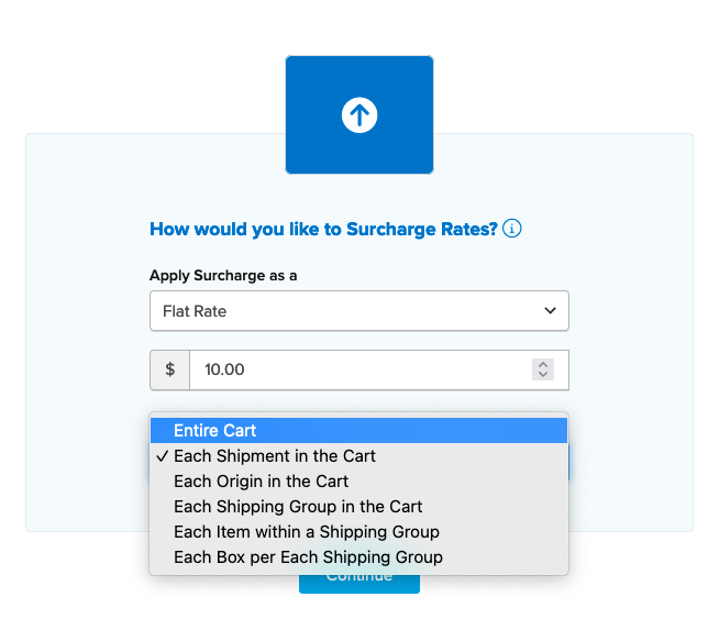 Example showing how to configure flat rate surcharge.