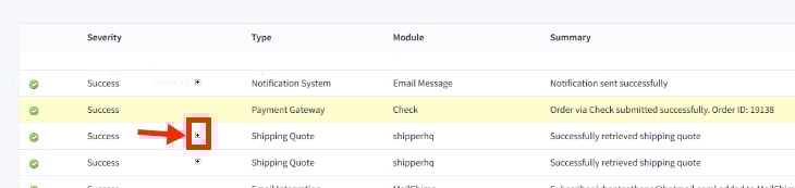 Location of + sign to view details of the shipping quote.