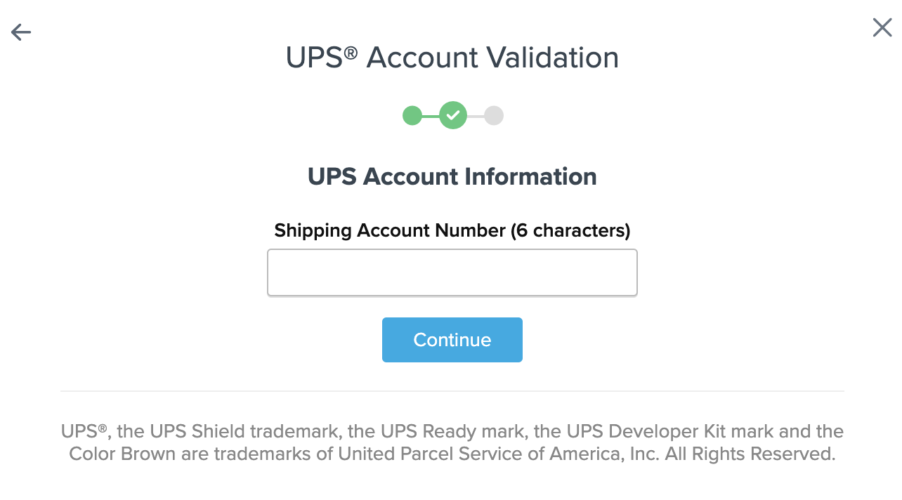 UPS Account Number Entry