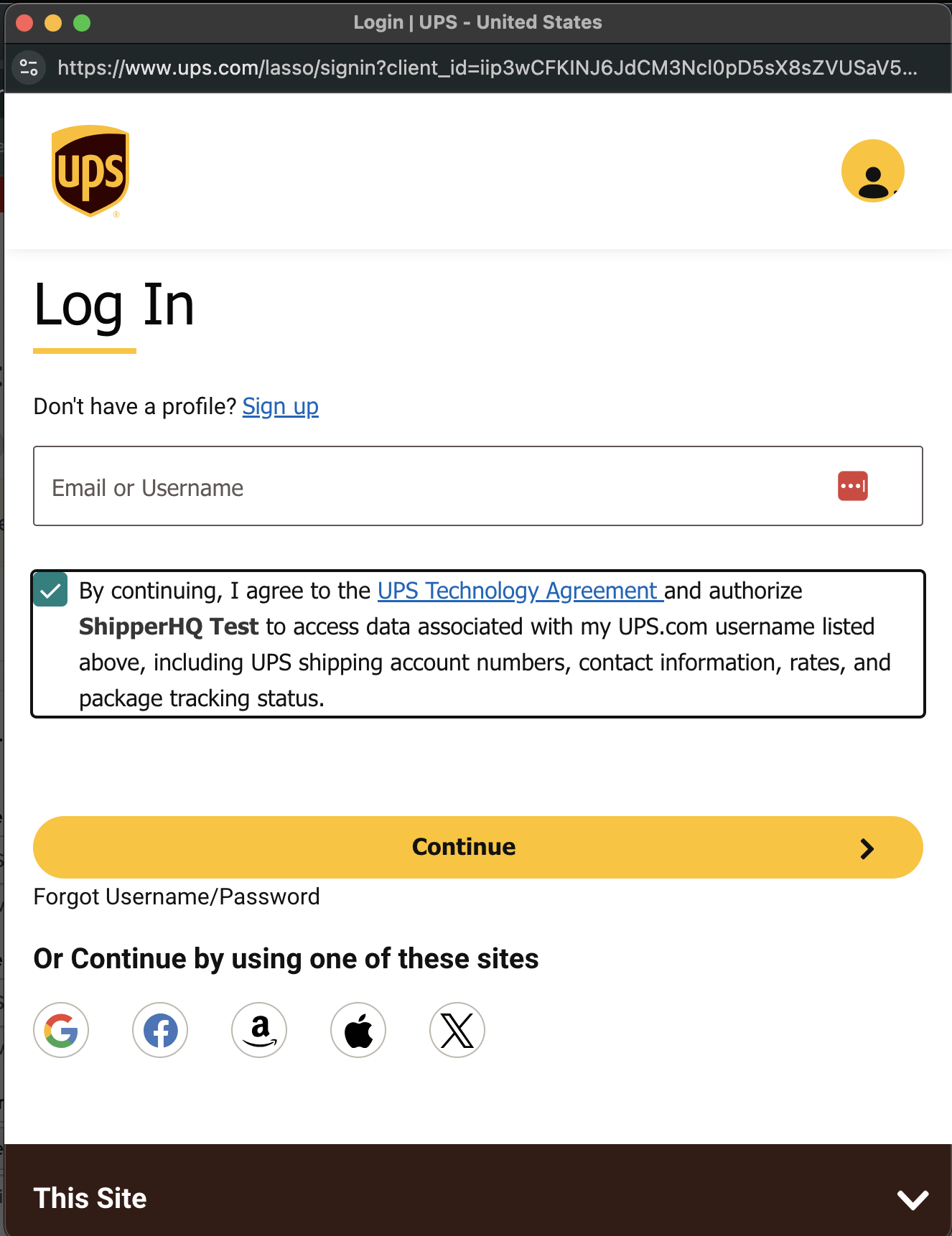 Username or Email Entry