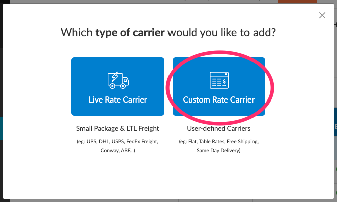 Add custom Rate Carrier