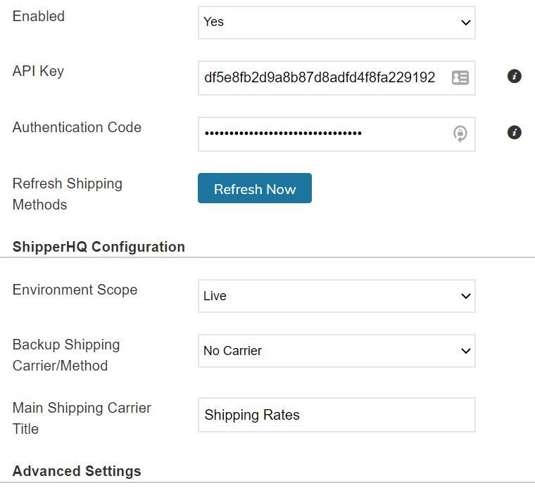 Setting to enable ShipperHQ from Zoey backend.