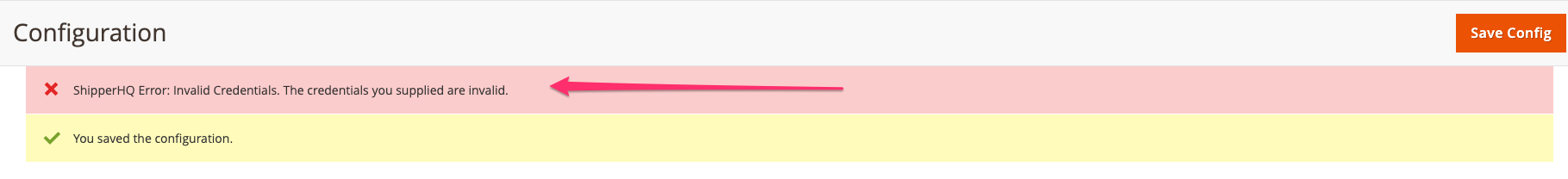 ShipperHQ Error: Invalid credentials. The credentials you supplied are invalid