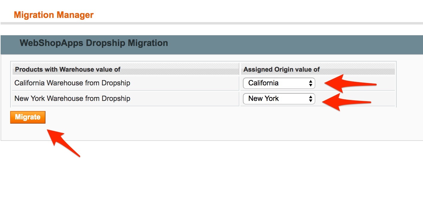WebShopApps migrate dropship settings