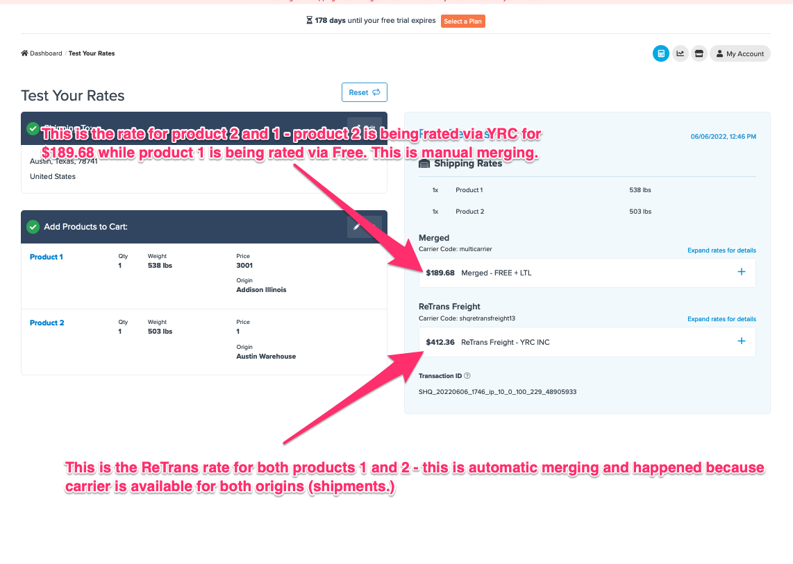 Sample of a method merging rule with a 3PL with show cheapest rate option ticked.