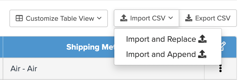 Import and append or import and replace